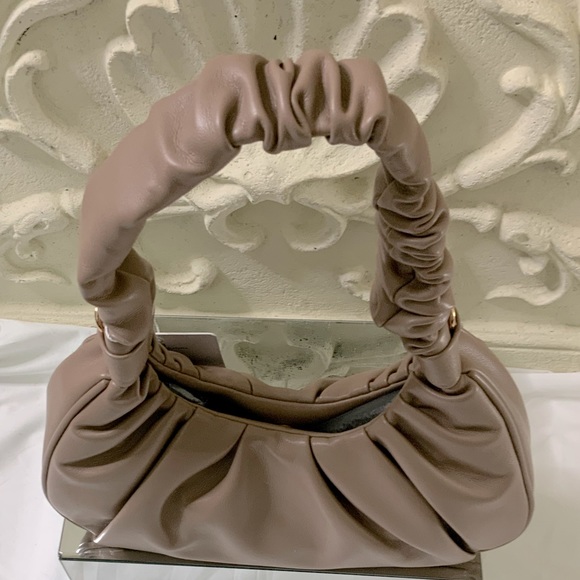 Taupe Ruched Mini Handbag NWT - Picture 6 of 10